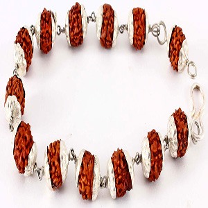 lucky charm Rudraksh silver capped bracelet