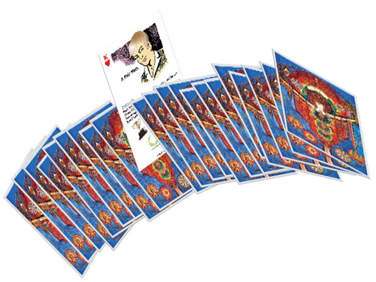 The Enquirer's card being chosen from a deck of 32 fortune telling cards.